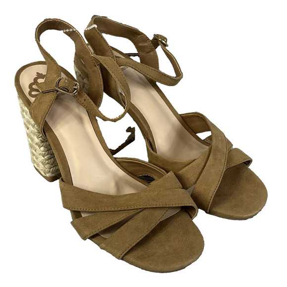 Fergalicious by Fergie Heels Sandals Shoes size 5.5M Tan Espadrille Wedding - Picture 1 of 10